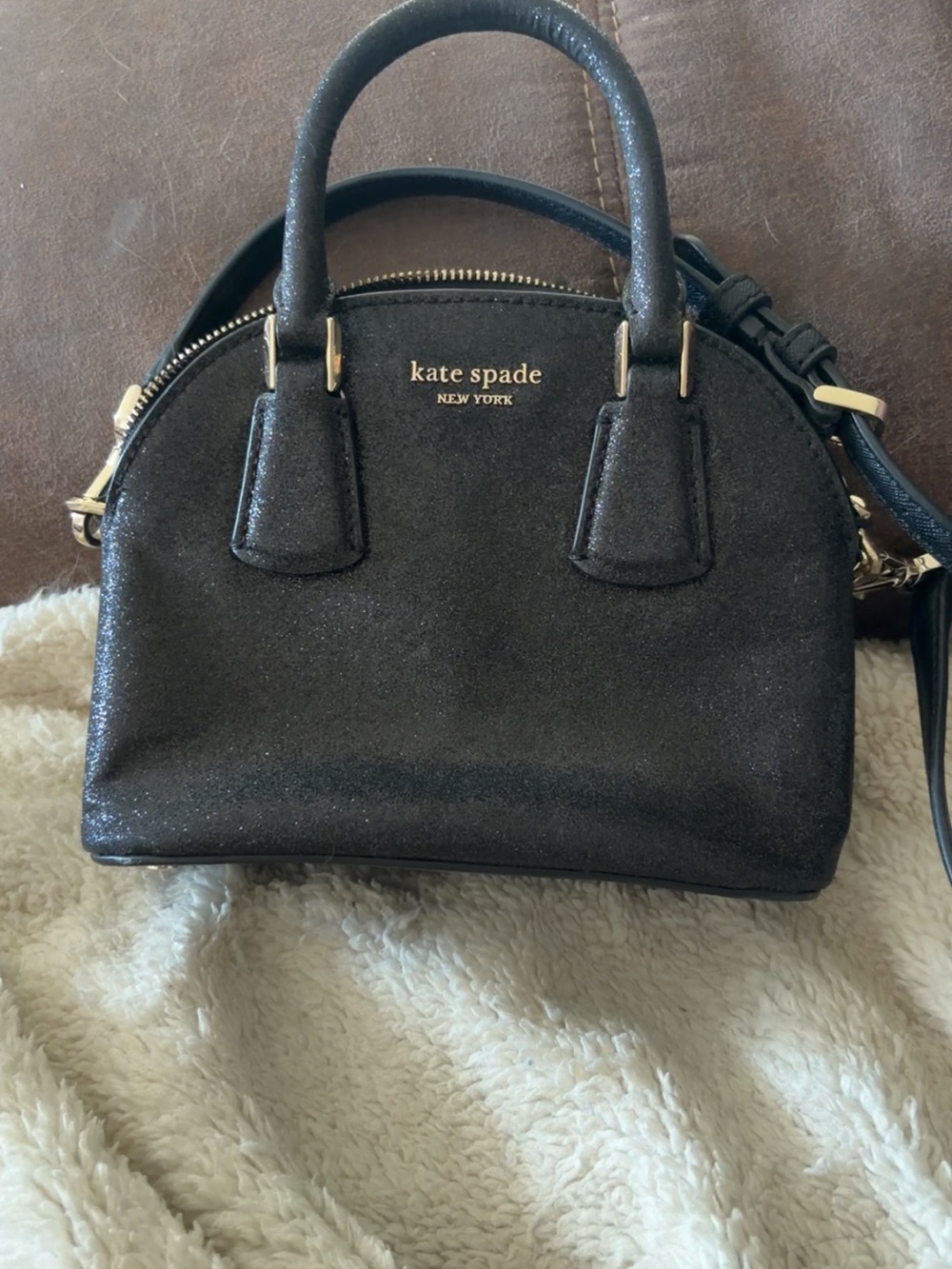 kate spade Black Glitter Mini Dome Satchel